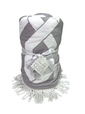 Little Giraffe Bliss Fringed Windowpane Blanket - 40” x 58” - Charcoal / White